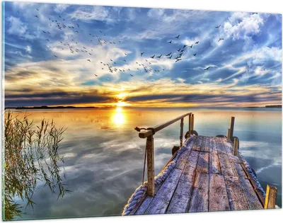 Produktbild von Bilder auf glas - See Brücke - 120x80cm - Glasbilder - Wandbilder - Bilder - Kunstdruck - zum Aufhängen bereit - Wanddekoration aus Glas - Glas Bilder - Wandbild auf Glas - Einteilig - GAA120x80-3963