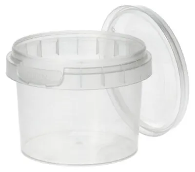 Produktbild von 48 Feinkostbecher, PP rund 120 ml Ø 6,9 cm · 5,1 cm transparent mit Originalitätsverschluss