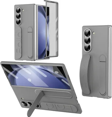 Obrázek produktu pro Vertikální pouzdro s popruhem na Samsung Galaxy Z Fold 5 vestavěnou ochranou displeje, úchytovým kroužkem, stojánkem a ochranou kamery Šedá