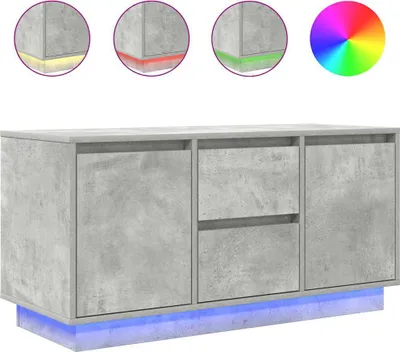 Image de vidaXL Armoire TV avec lampes LED gris béton 100x41x50 cm
