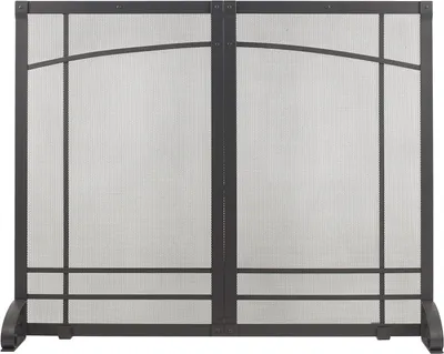Productafbeelding van Haardscherm - Vonkbeschermer Scherm - Haard Veiligheid - Industriële Stijl - 99 x 24 x 78 cm - Zwart