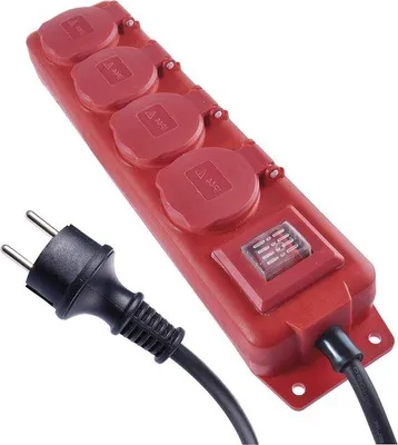 Image de Multiprise étanche à 4 prises, 10 m, avec interrupteur, 250 V, 16 A