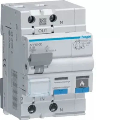 Produktbild von Hager AFDD mit FI-LS 1P+N 10kA B-10A 30mA A 3M ARF510D
