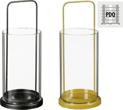 Produktbild von Mica Decorations Windlicht Glas Ø 11 x 25,5 cm schwarz oder gold