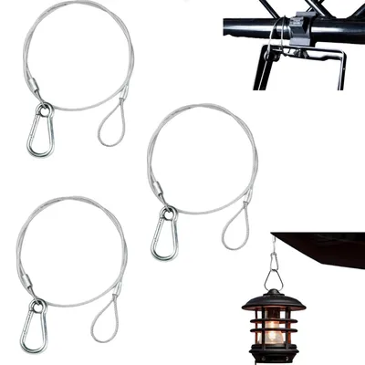 Obrázok produktu pre 3 kusy oceľového lana s pútkami, dĺžka 60 cm, priemer 3 mm, strieborné, z nehrdzavejúcej oceli, s odtrhovacím lanom