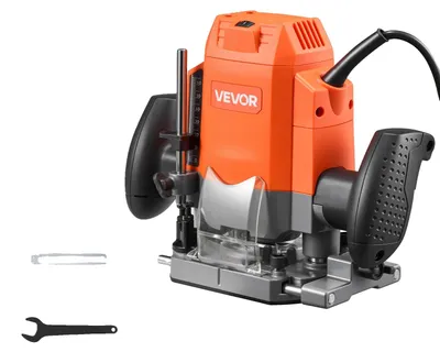 Obrázek produktu pro Horní frézka VEVOR, 1200 W, regulace otáček, horní frézka, frézka na hrany s ponornou základnou, odsávání prachu a paralelní doraz, pro zpracování dřeva a hran, kutilské projekty, kabelové napájení