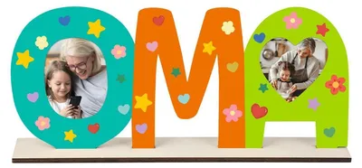 Productafbeelding van Houten letterdecoratie set voor fotolijst, cadeau voor oma, Moederdagcadeau, verjaardagscadeau