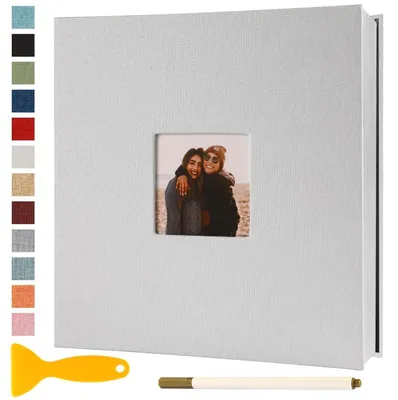 Immagine prodotto di Album fotografico autoadesivo, 33x32 cm, bianco, 60 pagine, aspetto simile al lino