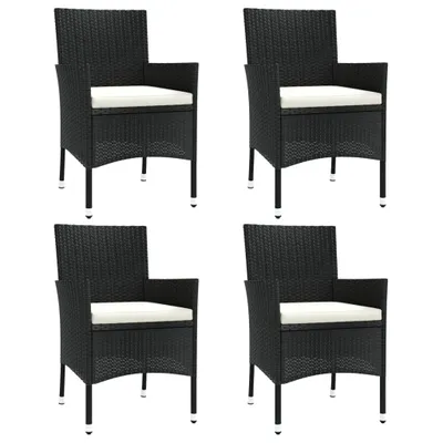 Produktbild von vidaXL Gartenstühle mit Kissen 4 Stk. Poly Rattan Schwarz