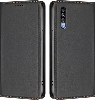 Image de Étui en cuir pour Samsung Galaxy A50 / A50S / A30S, étui à rabat magnétique en cuirPolyuréthaneavec support, noir