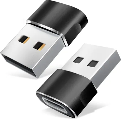 Produktbild von CELLONIC 2 x USB-C auf USB-A-Adapter–USB-C-Buchse auf USB-A-Stecker Konverter Twin-Pack–Connector zum Laden & für schnelle Datenübertragung für iPhone, iPad, Galaxy, Telefon, Tablet, Laptop – schwarz