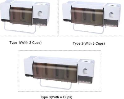 Produktbild von Multifunktionaler Wand-Zahnbürstenhalter und automatischer Zahnpastaspender, Aufbewahrungsregal, Handtuch-Organizer mit 2/3/4 Tassen, Badezimmer-Acces