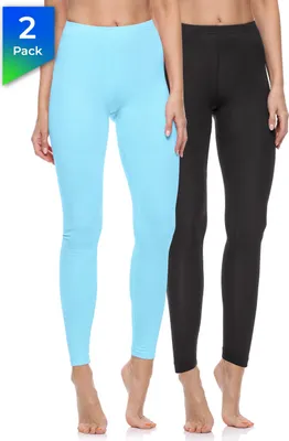 Produktbild von Merry Style Damen Lange Leggings aus Baumwolle 2 Pack MS10-198 (Schwarz/Türkis, XL)