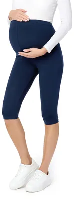 Image de Legging de grossesse 3/4 en coton Be Mammy BE20-229 (bleu marine, L)