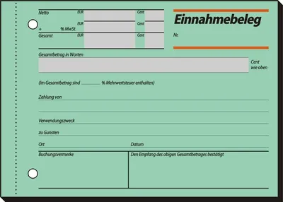 Produktbild von Formularbuch Einnahmebeleg A6 VE=10x50 Blatt grün
