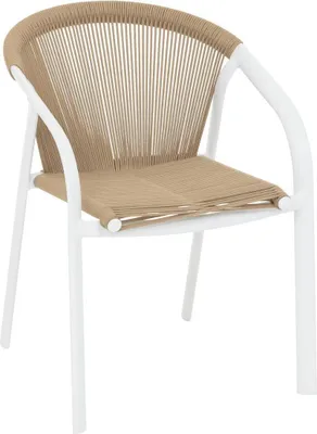 Produktbild von Stapelbarer gartensessel "riu" honigfarben &amp weiß aus epoxybehandeltem aluminium  - Hespéride