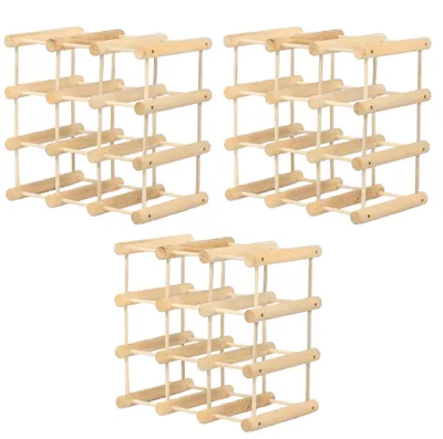 Produktbild von MODO24 Weinregal Modular, 40 Flaschen, 3 Module, Flaschenregal, Weinständer, Tanne Massivholz, Modul 36x36x24 cm, Natur Unbehandelt, RW7