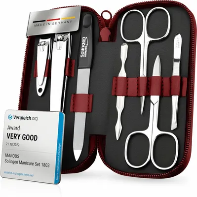 Produktbild von marQus Maniküre-Set 7-teilig – Echtleder-Etui, Solingen – Rot