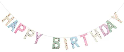 Image de Guirlande d'anniversaire en tissu, multicolore, 3,5 mètres, réutilisable, cousue, 1 pièce