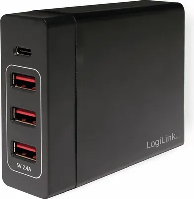 Zdjęcie produktu dla Ładowarka stołowa LogiLink - Zasilacz - 72 W - 4 porty wyjściowe (USB, USB-C)