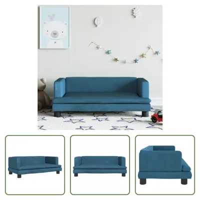 Imagen del producto de Living Store: Sofá infantil azul, 80x45x30 cm, tapizado en terciopelo