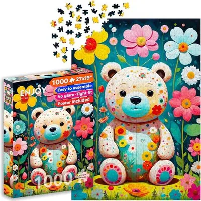 Produktbild von Enjoy Puzzle Blumenbär Puzzle 1000 Teile für Erwachsene