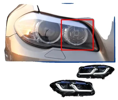 Immagine prodotto di Gruppo ottico, luci diurne a LED, compatibile con BMW Serie 5, doppio proiettore, 2010-2013 alogeno, LHD-b