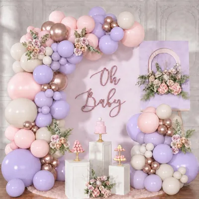 Ballonbogen-Set, 135 Stück, lila/rosa/sandweiß/roségold