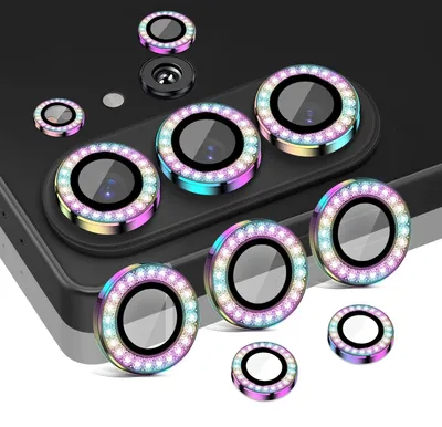 Produktbild von Kamera Linsenschutz Glas Set mit Schmucksteinen für Samsung Galaxy S26 Ultra Schutzglas Camera Linse Panzerfolie 9H Regenbogenfarben