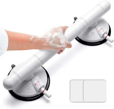 Imagen del producto de Asidero antideslizante con ventosa, con capacidad de carga de hasta 110 kg, ideal para usar en la ducha
