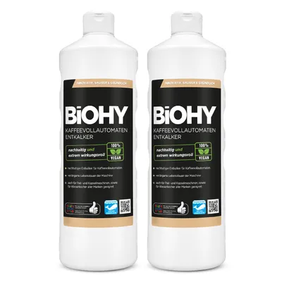 Produktbild von BiOHY Kaffeevollautomaten Entkalker, Kalkentferner, Entkalkungsmittel, Kalklöser – 2er Pack (2 x 1 Liter Flasche)