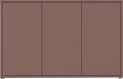 Produktbild von Forte ALICE SPRINGS Kommode 150 155, modernes, großes Sideboard mit 3 Schranktüren, Wohnzimmer, Schlafzimmer, Holzwerkstoff, Terrakotta, 154,2 cm breit x 99,1 cm hoch x 34,9 cm tief