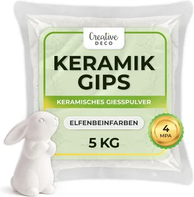 Zdjęcie produktu dla Creative Deco Proszek do odlewania w kolorze kości słoniowej 5 kg | Masa ceramiczna do odlewania Proszek do odlewania reliefów Gips modelarski