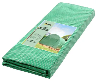 Produktbild von Outsunny 18 m² Ersatzabdeckung für Tunnelgewächshaus, 6 x 3 x 2 m, wasserdichtes, UV-beständiges PE, 12 Fenster + aufrollbare Tür mit Reißverschluss, Grün
