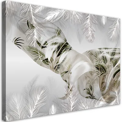 Produktbild von Leinwandbild Blätter im Wind 3D 100x70 Feeby Weiß bild für die wand bereit zum aufhängen