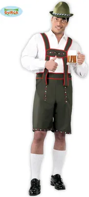 Produktbild von Tiroler Lederhose Hemd Kostüm für Herren Karneval Fasching Bayern Gr. M/L, Größe:L