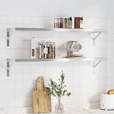 Productafbeelding van Set van 2 Wandplanken van Roestvrij Staal 100 x 23,5 cm