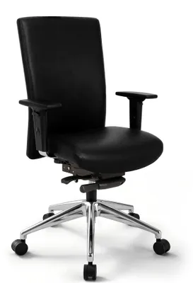 Produktbild von VERSEE Terox Bürostuhl Leder Schwarz – ergonomischer Schreibtischstuhl, stabiler Drehstuhl mit angenehmer Polsterung, ideal für Home Office, belastbar bis 150 kg