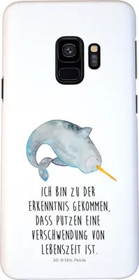 Produktbild von Mr. & Mrs. Panda Samsung Galaxy S9 Handyhülle Narwal - Weiß - Geschenk, Smartphone Hülle, Handy Schutzhülle, Wal, Aufräumen, Kinderzimmer, Putzen, Cover, Meer, Hausfrau