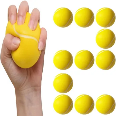 Produktbild von Pack von 12 Weichen Schaumstoffbällen, Sicher für Kinder, PolyurethanMaterial, Gelb, Für Sport und Spiel