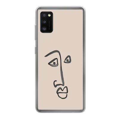 Produktbild von MuchoWow® Handyhülle Schutzhülle Hülle für Samsung Galaxy A41 Gesicht - Rosa - Strichzeichnung Silikon Softcase Handy Hülle - Mobiltelefon