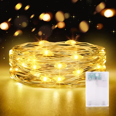 LED-Lichterkette 2 m, 20 LEDs, warmweiß, batteriebetrieben, Timer