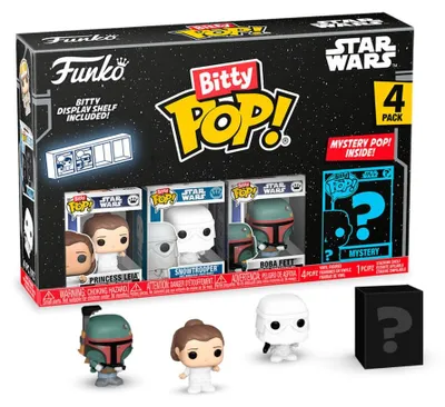 Productafbeelding van 4 sets van Bitty POP Star Wars verzamelobjecten, met prinses Leia