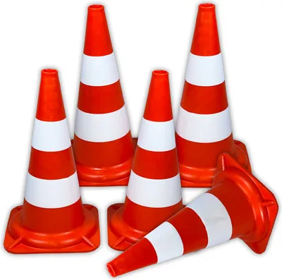 Produktbild von Pylonen Leitkegel 5x PVC 50cm orange/weiß tagesleuchtend 2te Wahl