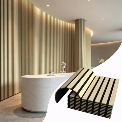Obrázok produktu pre Flexibilné drevené lamely na obklad stien, rozmery 11 x 40 cm, určené na absorbovanie zvuku