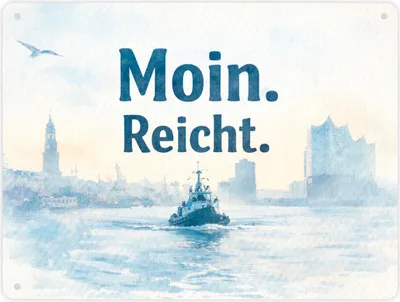 Produktbild von Moin. Reicht. Uferlandschaft mit Boot Metallschild XL in 21x28 cm