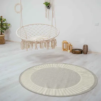 Produktbild von In- und Outdoor Teppich Terrassen & Balkon Küche Wohnzimmer Teppich Bordüre , Farbe:Grau, Maße:80x150 cm