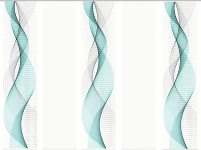Immagine prodotto di Tende a scorrimento con stampa digitale Opalia, bianco e turchese, set da 5 pezzi, 60x245 cm