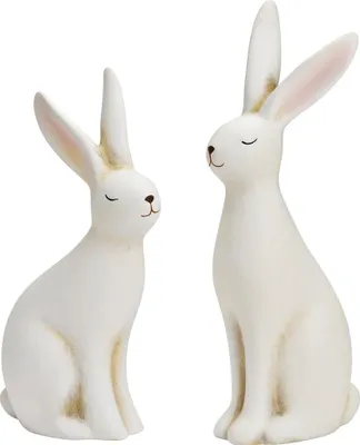 Immagine prodotto di Figurina di coniglietto pasquale Decorazione pasquale coniglietto decorativo bianco 2 pezzi 24 cm