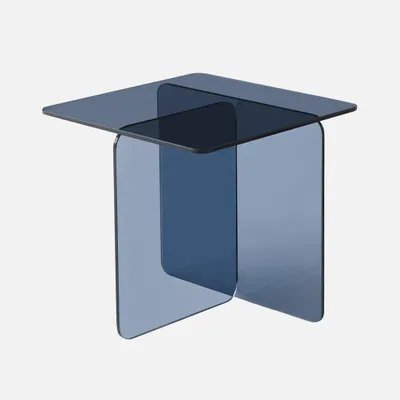 Immagine prodotto di Tavolino quadrato in cristallo temperato, Blu grigio